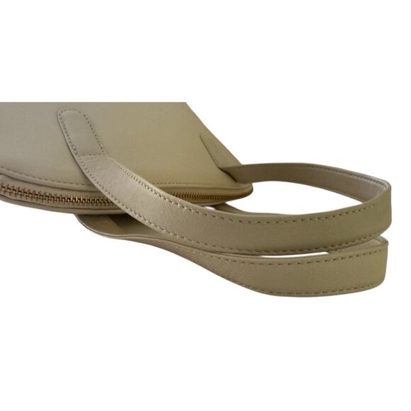 Liz Claiborne Leather Co. Ivory Leather Double Handle Zip Closure Satchel Purse - Picture 9 of 11